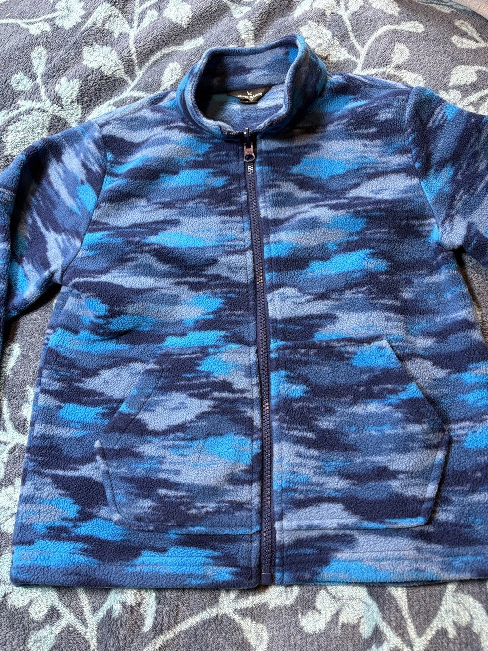 Boy’s Eddie Bauer Blue Camouflage Fleece Zip-Up Jacket